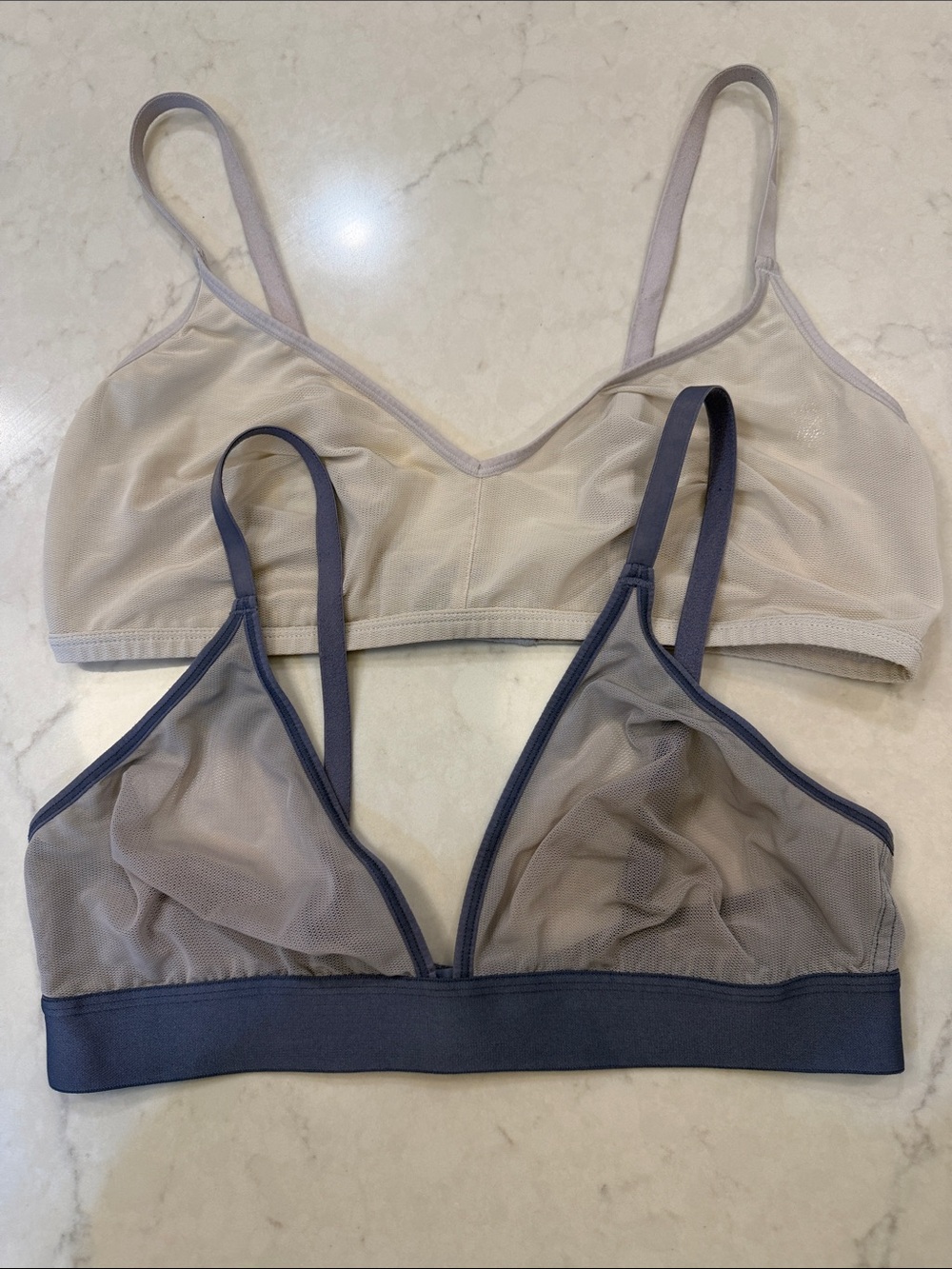 2 Negative Sieve Triangle Mesh Non Wire Bras Size 4 Nude Bralette Minimalist Lux